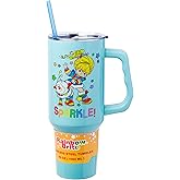 Silver Buffalo Rainbow Brite and Twink Sparkle Double Walled Stainless Steel Tumbler with Handle and Straw, Fits in Standard Cup Holder, 40 Ounces