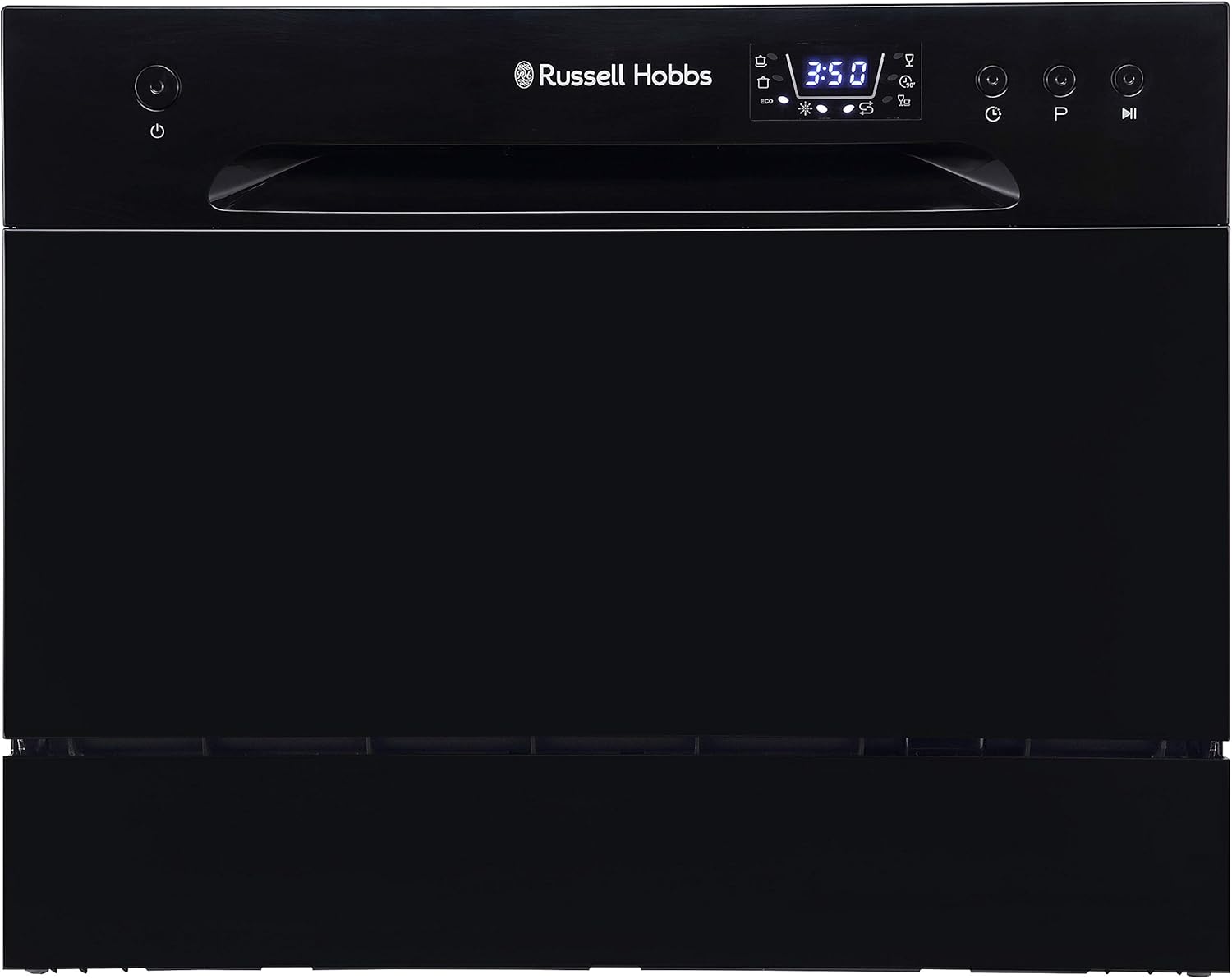 Russell Hobbs RHTTDW6B Compact Table Top Dishwasher with 6 programmes, 6 place settings, Eco