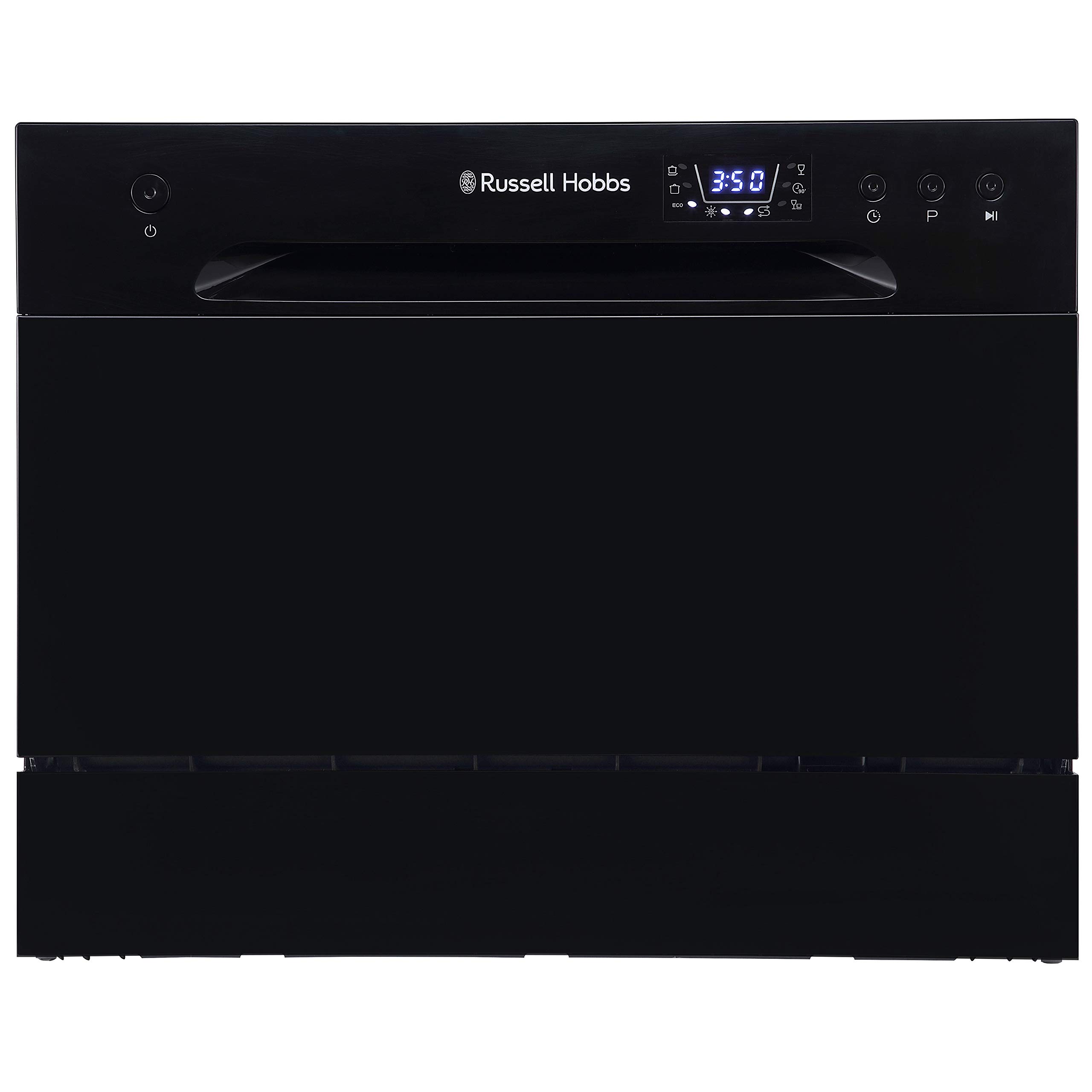 Russell Hobbs RHTTDW6B Freestanding Compact Dishwasher, Eco Mode, 6 Place_settings, Black, Noise Level: Decibels 52