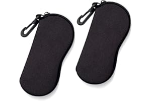 ZAXMEY Sunglasses Soft Case with Carabiner Ultra Light Neoprene Zipper Glasses Case