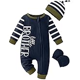 Qetobolly Baby Boy Clothes Newborn Baby Romper Long Sleeve Stripe Jumpsuit with Hat and Gloves Newborn Boy Outfits