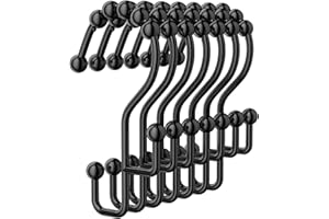 Goowin Shower Curtain Hooks, Metal Shower Curtain Rings, Black Shower Curtain Hooks Rust Proof, Smooth Gliding Shower Rings f
