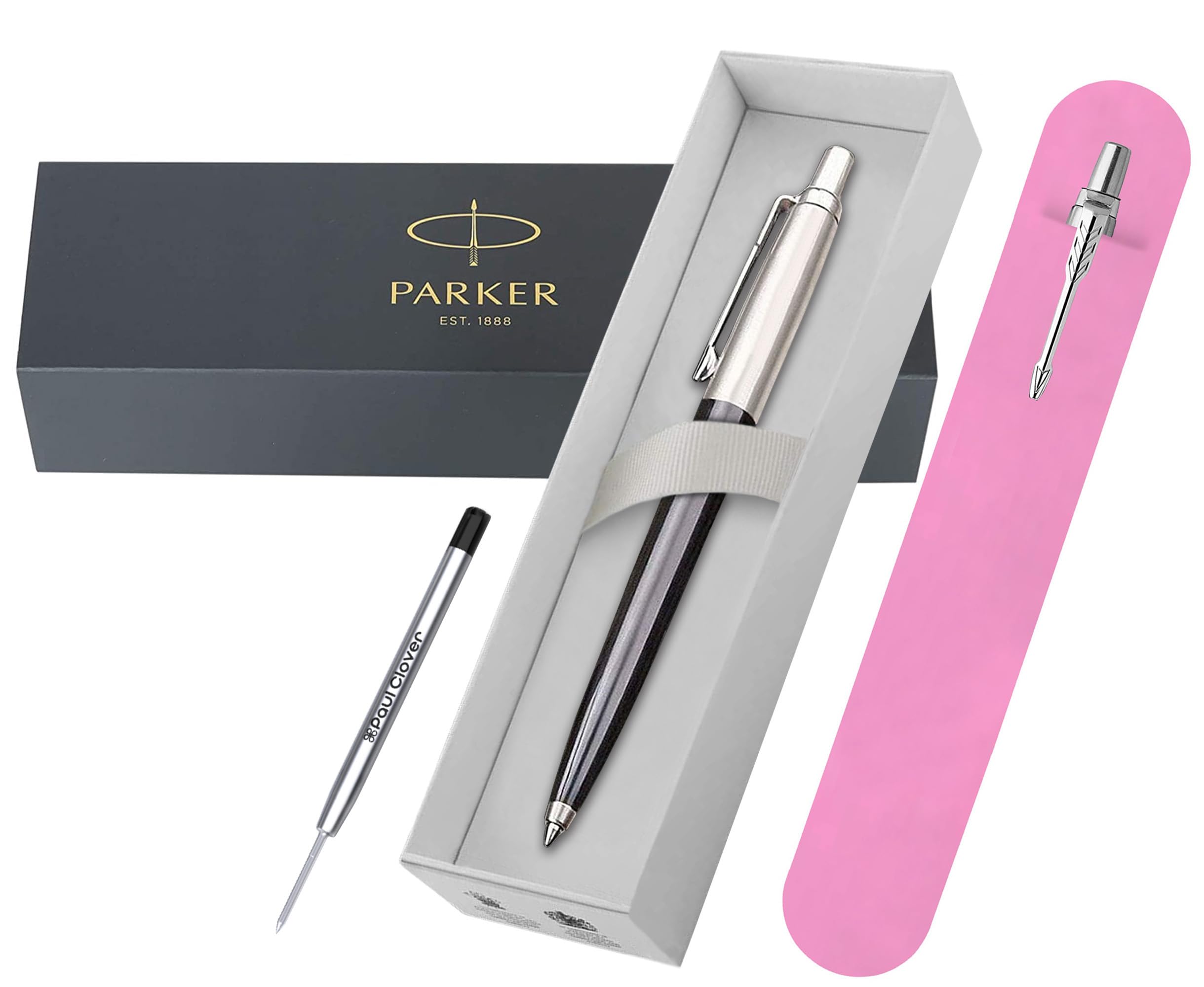 PARKER Jotter Ballpoint Pen - Elegant Gift for Men and Women, Anniversaries, Christmas, Birthdays and More - Gift Box & Velvet Pouch