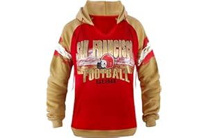 Geneisteck Womens City Classic Football Fans V Neck Soft & Warm Sweatshirt Hoodie Pollover - Golden & Red