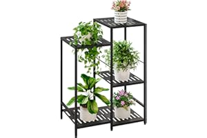 YIZAIJIA Plant Stand Indoor Outdoor Metal Plant Shelf 3 Tiers 5 Potted Corner Flower Rack for Living Room Patio Garden Balcony, Black (3 Tier-Black)