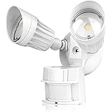 Hyperikon LED Security Light, 20W (100W Equivalent) Outdoor Motion Sensor Light, 1800lm, 5000K (Crystal White Glow), Waterproof IP65 & UL, 40&deg; Beam Angle, CRI 80+, Adjustable Head, 120v