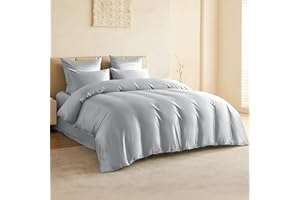 MULBERRY PARK SILKS Mulberry Park 100% Pure Silk Duvet Cover, 22 Momme, Grade 6A - Ultra Soft, Gentle on Skin - Hidden Zipper Closure & Corner Ties - Full/Queen (92" x 96"), Light Grey Silver