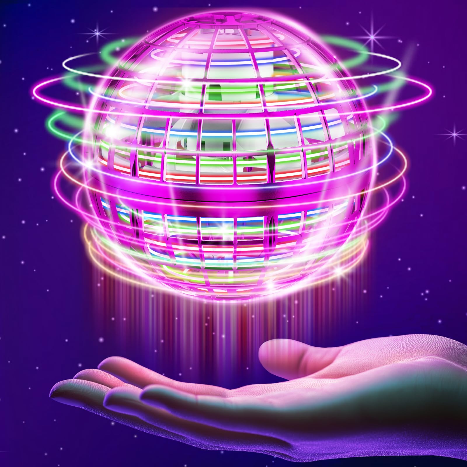 Flying Ball Orb Toys 2025, Upgraded Hover Orbi Ball Pro With RGB Lights, Magic Boomerang Hand Controlled UFO Mini Drone, Cool Stuff Globe Flying Spinner Smart Toys Gifts for Age 6+ Boys Girls Kids — image 1