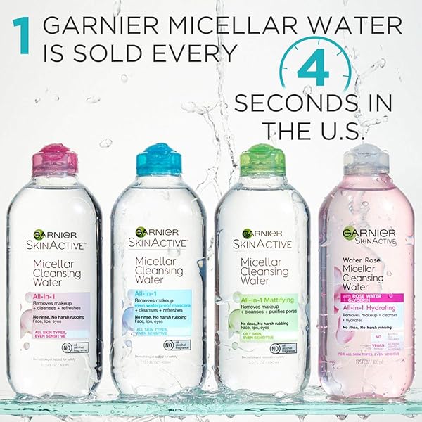 GARNIER SKINACTIVE MICELLAR CLEANSING WATER, FOR WATERPROOF MAKEUP, ALL SKIN TYPES, 13.5 FL. OZ.