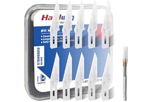 Hardwin 10-Pack Ceramic Craft Blades #11 - Ultra Sharp Rustproof Knife Blades Compatible with X-Acto - For DIY/Leather/Foam Board/Thin Plastic/Paper - More Durable Than Steel Blades