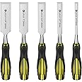 Lytool 5 Piece Wood Chisels Set, Wood Working Chisel Set for Woodworking, Carpentry, CR-V Steel Beveled Edge Blade, Wood Chisels for Woodcarving, Mortise,1/4", 1/2", 3/4", 1", 1-1/4"