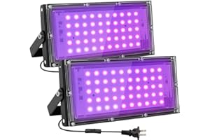 Waygor 50W LED Black Lights for Glow Party, IP65 Waterproof UV Blacklight Floodlight 395nm Black Light Flood Lights Purple Blacklights Spotlight Fluorescent UV Light Lamp for Halloween Decor (2 Pack)