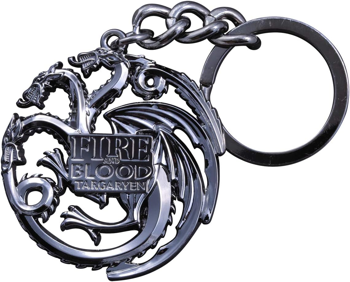 The Noble Collection Game of Thrones Targaryen Gun Metal Sigil Keychain, 2in (4.5cm) Targaryen House Crest