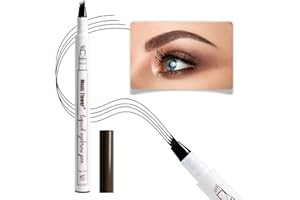 Music Flower Eyebrow Pencil, Liquid Eyebrow Pen, Waterproof Brow Pen with Micro-Fork Tip, Smudgeproof Long Lasting Fine Sketch Microblading Pen, Chestnut