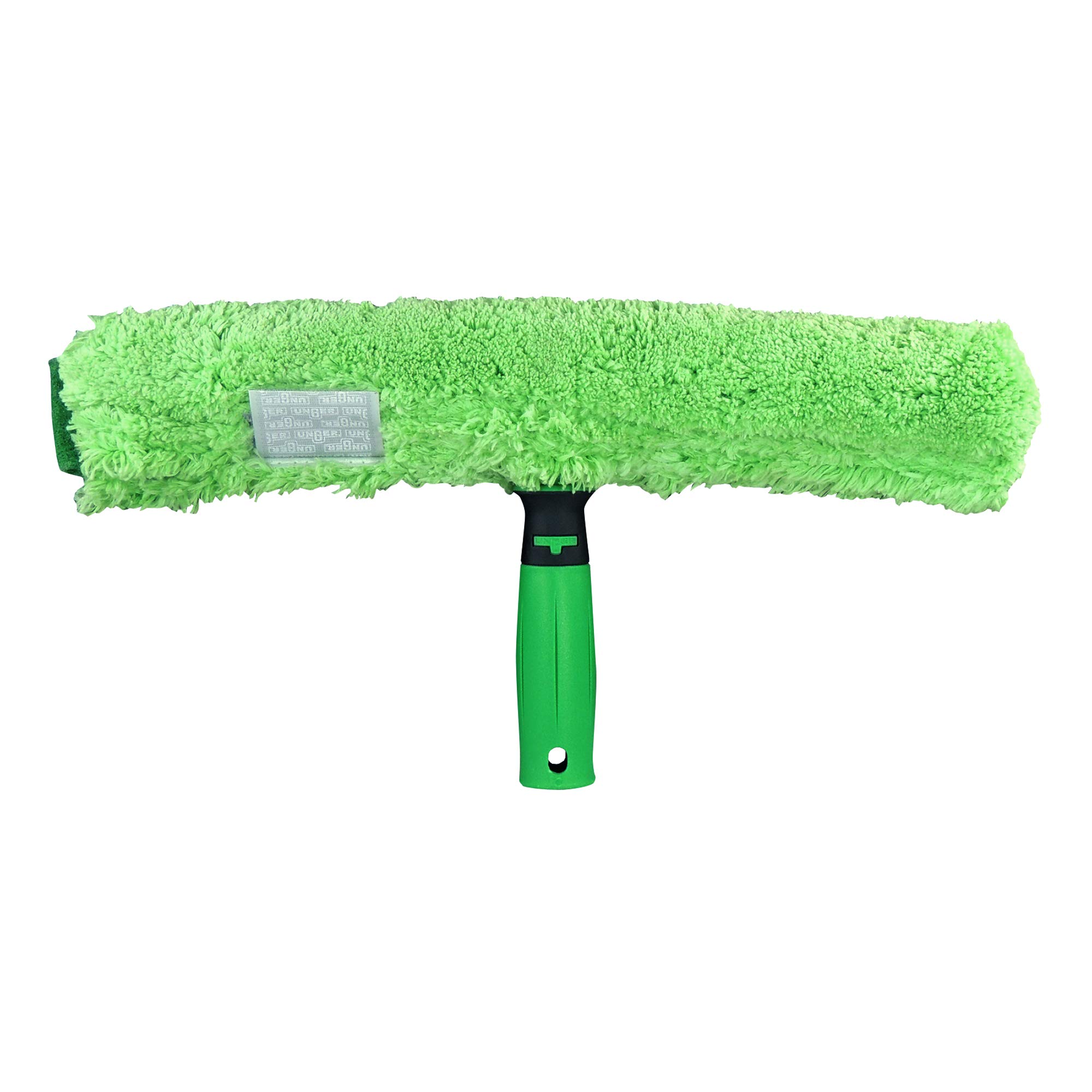 UNGER 79020 MicroStrip Window Washer Sleeve 35cm with ErgoTec T-bar Handle - Microfibre Window Cleaner for Hand Wash or Telescopic Window Cleaning, Green