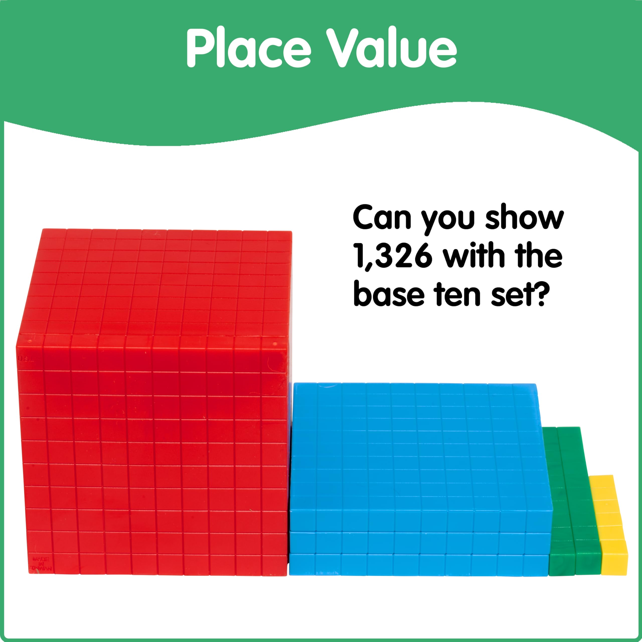 edxeducation Four Color Plastic Base Ten Blocks - 121 Pieces - Hands-on Math Manipulative for Kids - Teach Number Concepts, Place Value and Measurement - Math Learning Tools for Kids