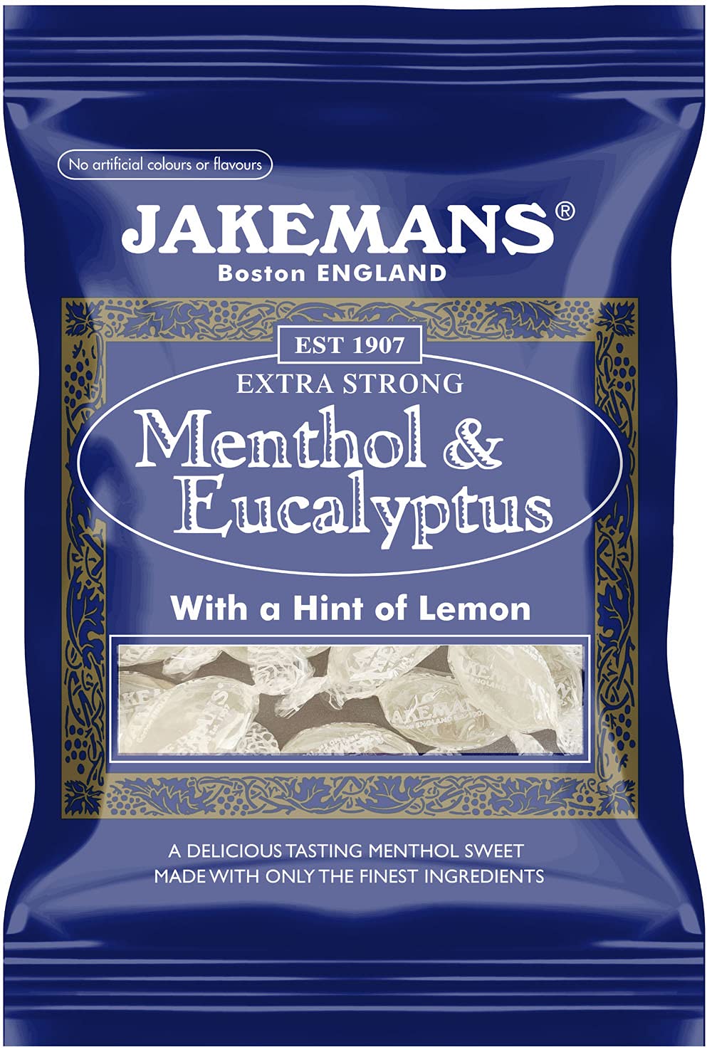 Jakemans Menthol & Eucalyptus Flavour 100g Bags - Pack of 10 - Soothing menthol sweets - Extra Strong - Suitable for vegetarians