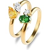Melhill Gold Stacking Rings Set Zircon Minimalist Design Statement Jewelry for Women Size 8