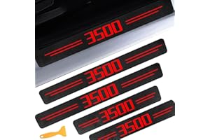 CHIYLE Door Sill Protectors for RAM 3500, Carbon Fiber Leather Front/Rear Door Sill Sticker for Dodge RAM 3500 Accessores 2012 2013 2014 2015 2016 2017 2018 2019 2020 2021 2022 2023 2024(3500, Red)