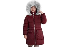 maoo garden Girls Puffer Winter Coat Faux-Down Heavyweight Snow Parka Fuzzy Fur Lining Hood Water-Resistant Long Jacket