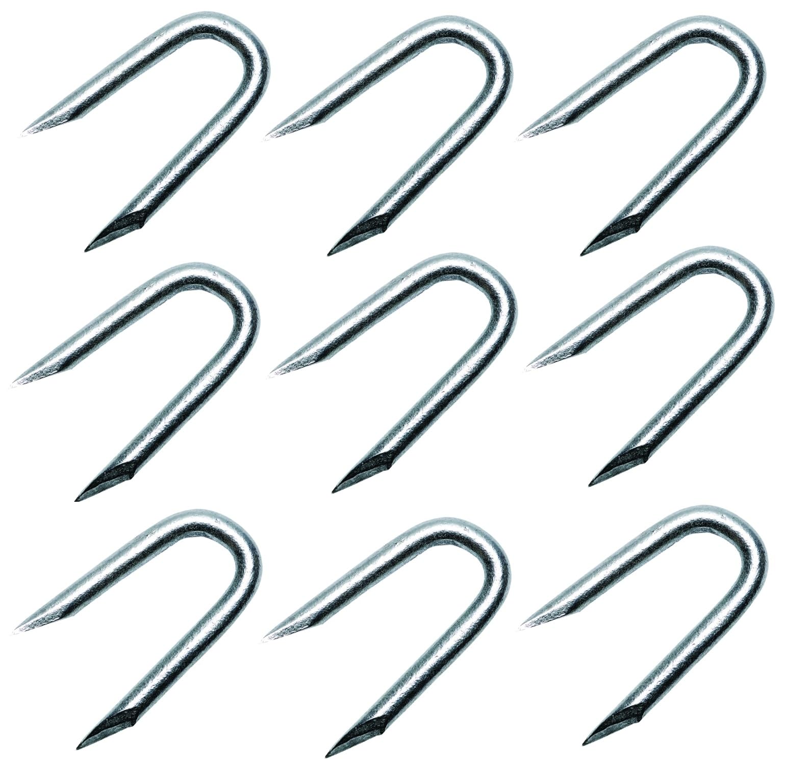 TERF® 40mm Galvanised U Nails Netting Staples Length 40mm (1.5 inch) Diameter (Ø) 4.0mm Heavy Duty U Nails Wire Staples for Fixing Fencing Fence Wire Mesh - Pack of 50