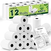 TUXIYA 2 1/4"x50' Thermal Paper Receipt Rolls,12 Rolls of Thermal Paper | BPA Free Thermal Paper Rolls, Fits All 58mm Thermal POS Printer, Premium Quality Receipt Paper Rolls