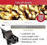 The Christmas Workshop 100 Warm White LED Lights 12.9m Indoor Outdoor view 2