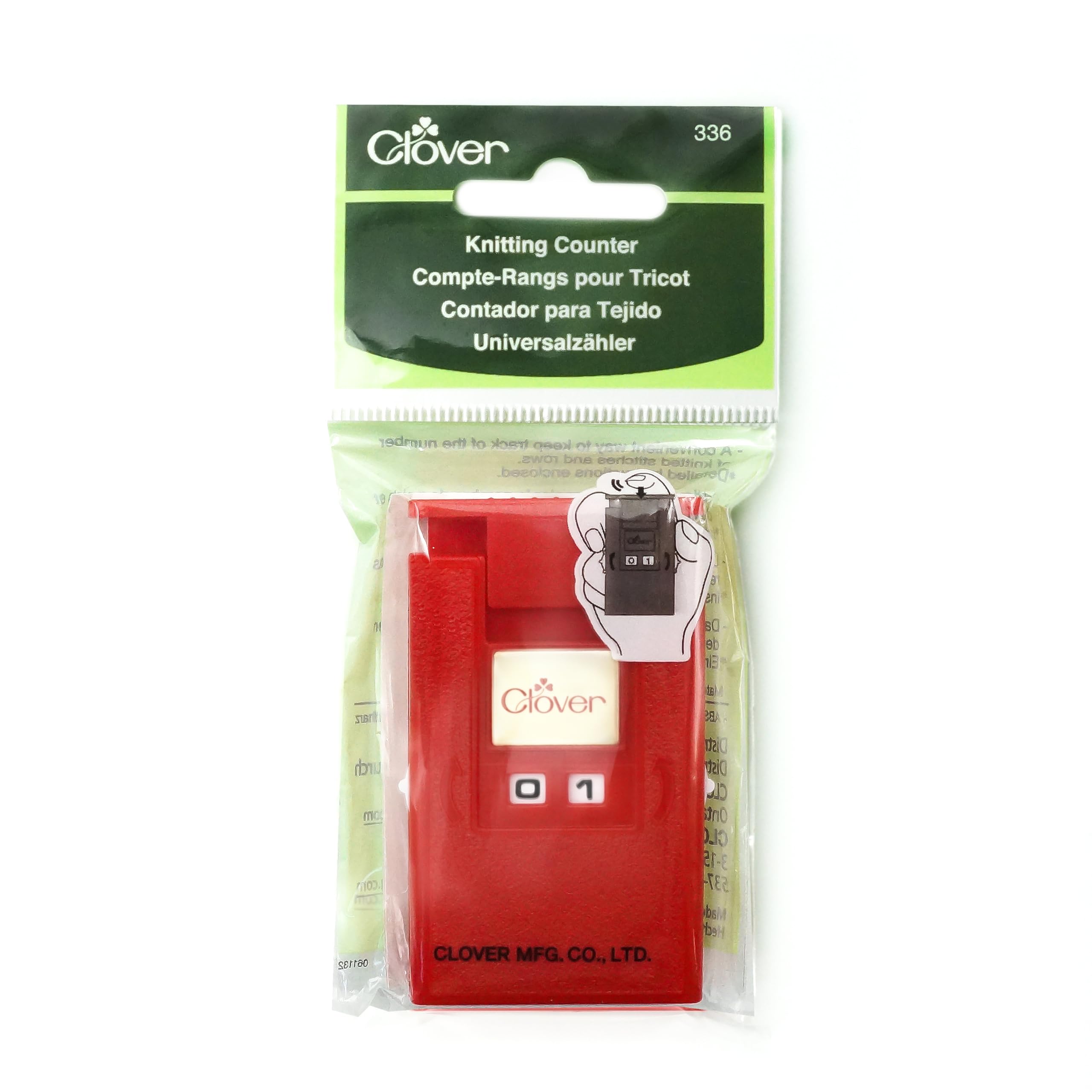 Clover Knitting Counter, 3.42 x 8.5500000000000007 x 15.03 cm, red