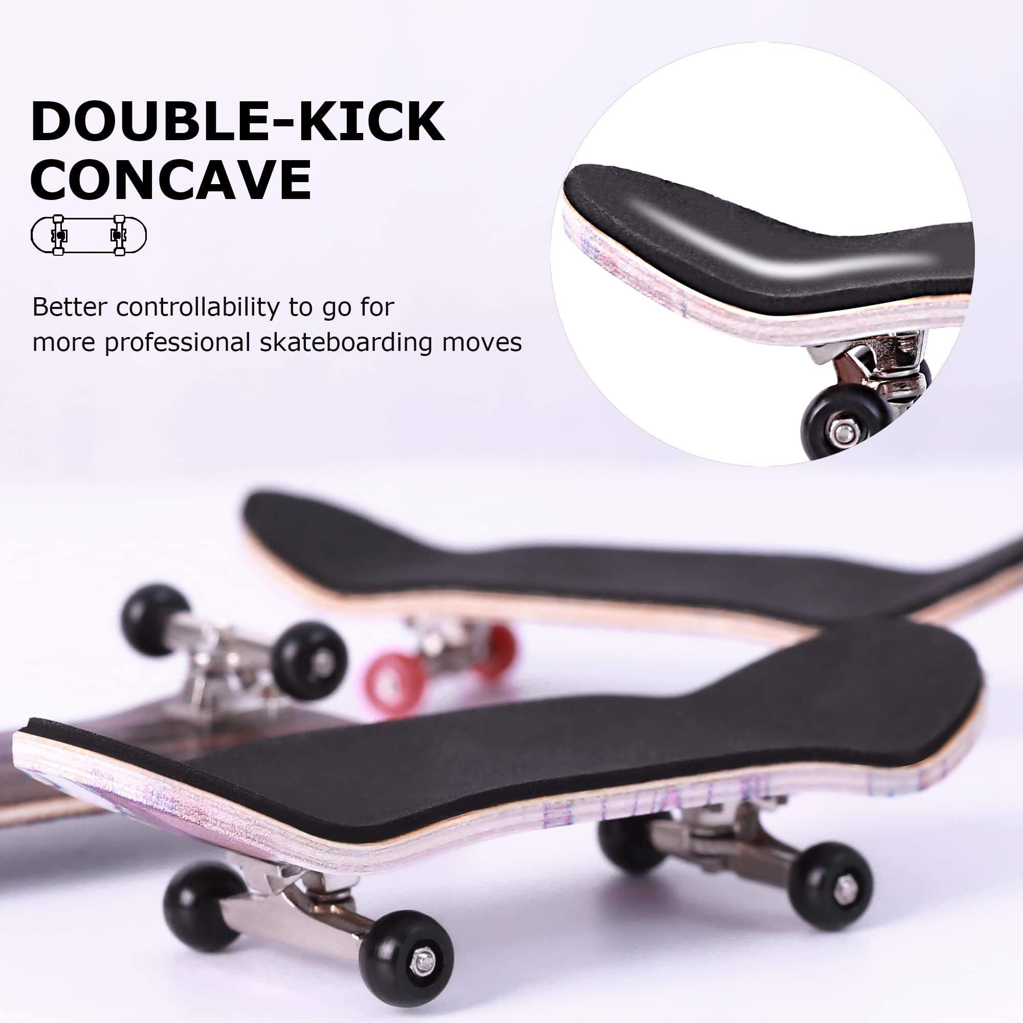 Professional Complete Wooden Fingerboard 32/34mm 5-Ply Maple Finger Skateboard with Upgraded Components (SK-Panda)