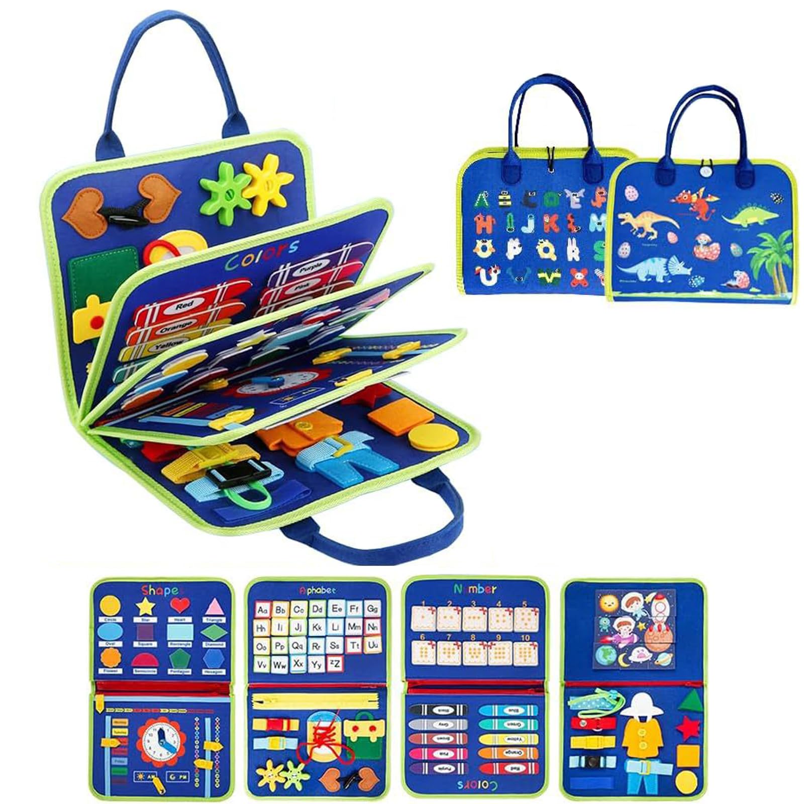 IZDUDO Busy Book for Toddlers, Montessori Baby Busy Board Sensory Activity Book for Developing Fine Motor Skills & Preschool Education, Travel-Friendly Learning Toy for Plane & Car #6