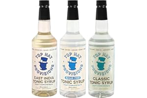 TOP HAT PROVISIONS Top Hat Tonic Syrup Trio & 5x Quinine Wellness Tonic Water Concentrate Combo Kit - East India Tonic Syrup, Keto Sugar Free Tonic Syrup & Classic Tonic Syrup - 3 Pack 32oz Bottles