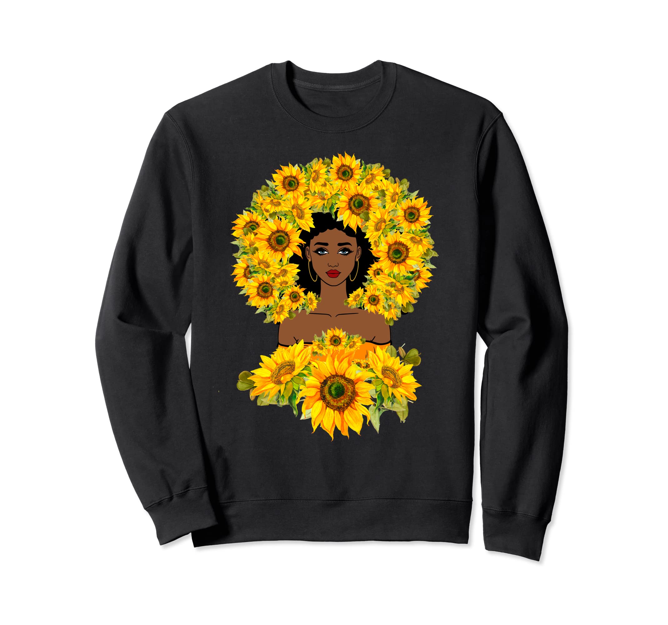 Sunflower Black Queen Beauty Afro Hair Melanine Black Pride Sweatshirt