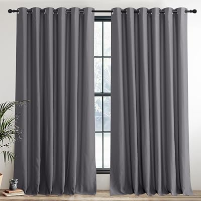 PONY DANCE Blackout Curtains 2 Panels Gray Thermal Insulated 90x90 Eyelet