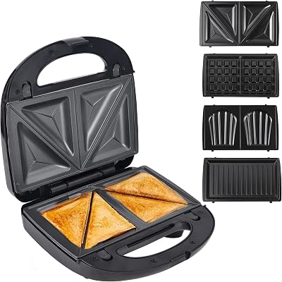 Belaco 4 in 1 Sandwich Maker Panini Waffle Grill Non-Stick Plates