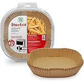 Starfrit Air Fryer Liners - 100Pcs Disposable Parchment Paper Liners - Non-Stick - Oil Proof - Waterproof - 8” Square for 5-8