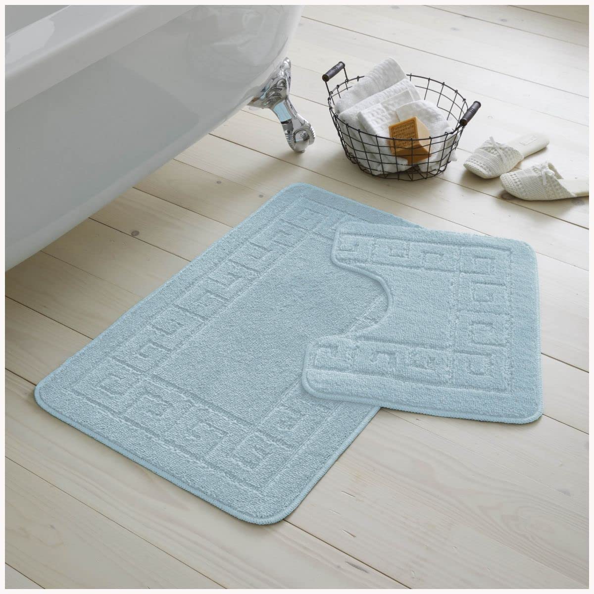 Gaveno Cavailia Greek 2 Piece Bath Set, Bath Mat 50 x 80 cm, Pedestal Mat 50 x 40 cm - Aqua 42070153 Towel Bale