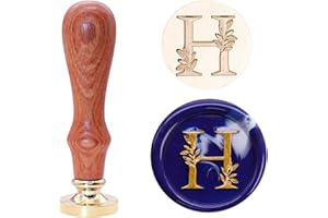 SWANGSA Initial Alphabet H Wax Seal Stamp, Vintage Elegant Botanical Leaves Letter Sealing Stamp for Wedding Party Invitation, Gift Wrap, Envelope, Christmas Thanksgiving Card (H)