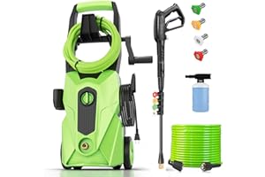 commowner 2025 New 5000PSI Pressure Cleaner, Power Cleaner with 33FT Resistant Extension Hose and 4 Nozzles, Compatible with Undercarriage Cleaners, Professional Powerwashers for Home/Car(Green)