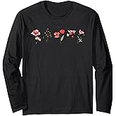 Women's Vintage Flower Casual Boho WildFlower Graphic Long Sleeve T-Shirt