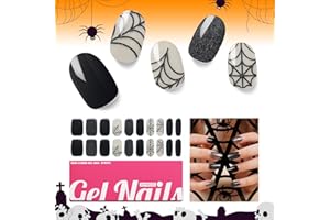 Nelikoo Halloween Semi Cured Gel Nail Strips, 20 pcs Gel Nail Stikers, Gel Nail Wraps Semi Cured, Salon-Quality, 2 Weeks Long Lasting - Vampires