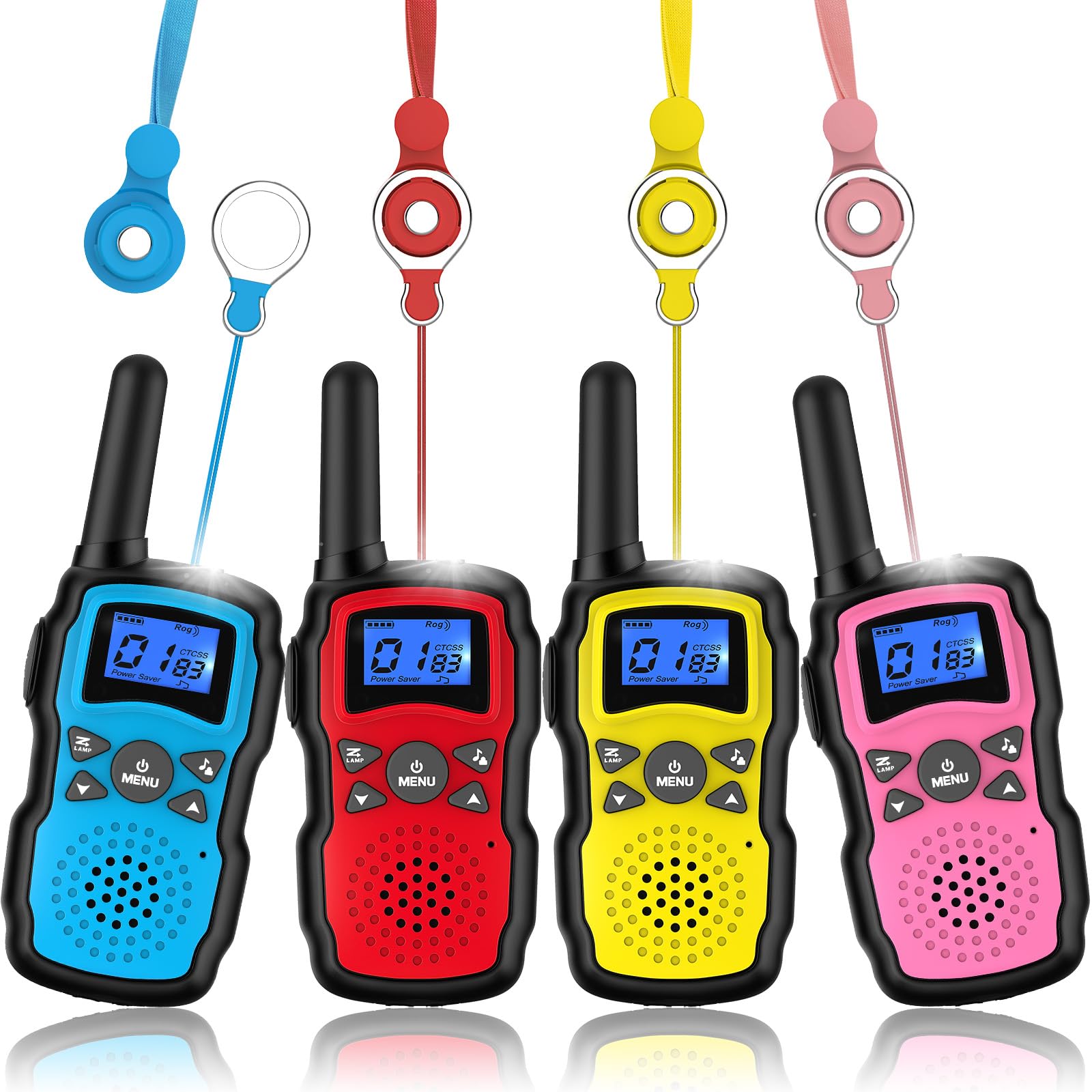 Photo 1 of Wishouse Walkie Talkies for Kids Adults Long Range,Xmas Birthday Gift for 4 5 6 7 8 9 10 Year Old Boys Girls,Hiking Camping Gear Toys with Lamp,Lanyards,VOX,Easy to Use,4 Pack(No Battery No Charger)