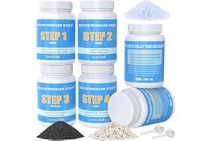 KoolStone Large Rock Tumbler Grit Kit [10 Pounds], Polish Up to [70 lbs.] of Rocks, 4 Steps Polish Refill Media Kit with [Ceramic and Plastic Pellet Tumbling Media], Compatible with Any Rocks Tumbler