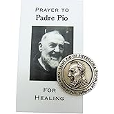 Westmon Works St Pio Token Metal Patron Saint Prayer for Healing Pack with Holy Card Set is Made in Italy