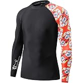 HUGE SPORTS Mens Rash Guard Long Sleeve UPF50+ Quick Dry Swim Shirt | Unique Design,Compression Fit,Chlorine-Resistant High Stretch Fabric,Comfort for Diving, Fishing, and All Water Sports