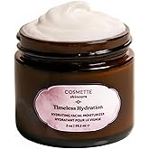 Cosmette Timeless Hydration - Ultra Hydrating Triple Hyaluronic Acid Face Moisturizer w/Squalane, Ceramides, Vitamins C & E, Rosehip & Tamanu Oil - Vegan, Natural Skin Care for Clean Beauty, 2 Fl Oz