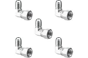 Racewill 5 Pack 90 Degree Elbow JIC 37° Hydraulic Fittings: 3/8" JIC Male x 3/8" JIC Female, with Protection Cover Hydraulic Hose Swivel Crimp Fittings