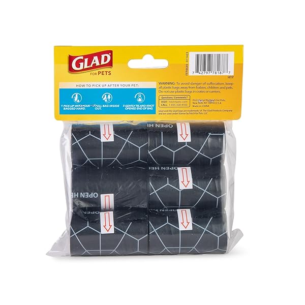 GLAD FOR PETS EXTRA LARGE DOG POOP BAGS 6 ROLLS, 90 COUNT, FRESH SCENT – HEAVY DUTY SCENTED POOP BAGS – TEAR RESISTANT DOGGIE POOP BAGS – SCENTED DOG POOP BAG ROLLS – BLACK POOP BAGS FOR DOGS