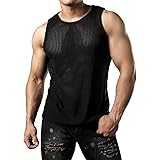 JOGAL Men's Mesh Fitted Sleeveless Muscle Tank Top