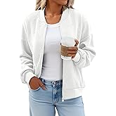 Tankaneo Womens Bomber Jacket Zip Up Casual Jackets Lightweight Trendy Outerwear Coat with Pockets