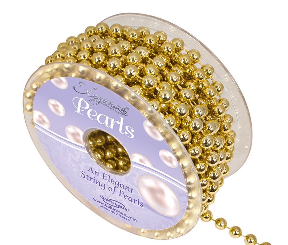 Eleganza Pearl Bead String 8mm x 10m Metallic Gold No. 65, 0.53x0.53x1.2 cm